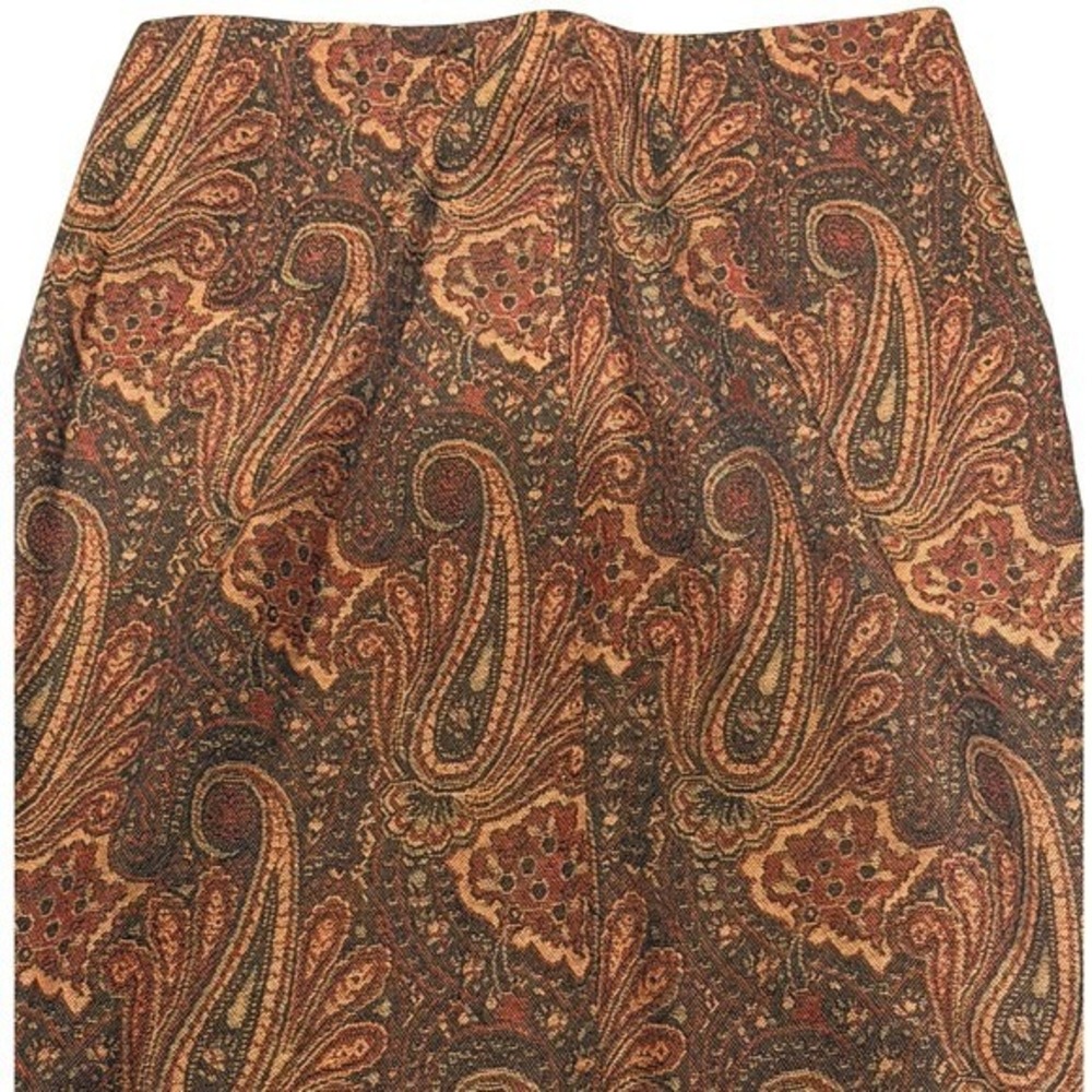 Pursuits Ltd Paisley Maxi Skirt – Women's Size 6, Slit & Zip Closure, Boho Print - Picture 3 of 10
